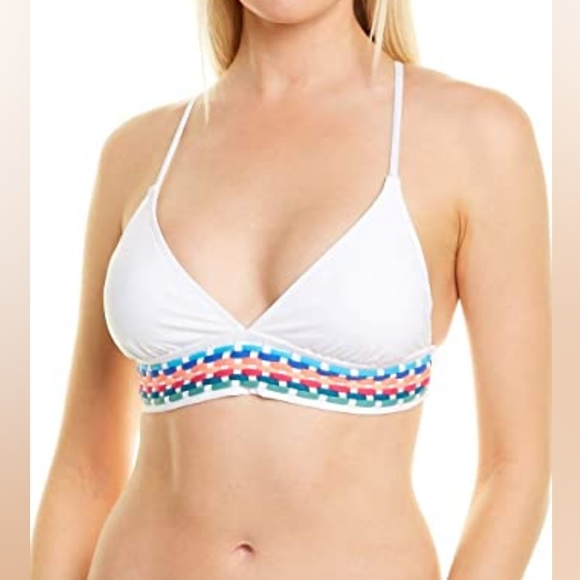 La Blanca Macrame Solids Tie Back Halter Bra Swim Top - Picture 8 of 11